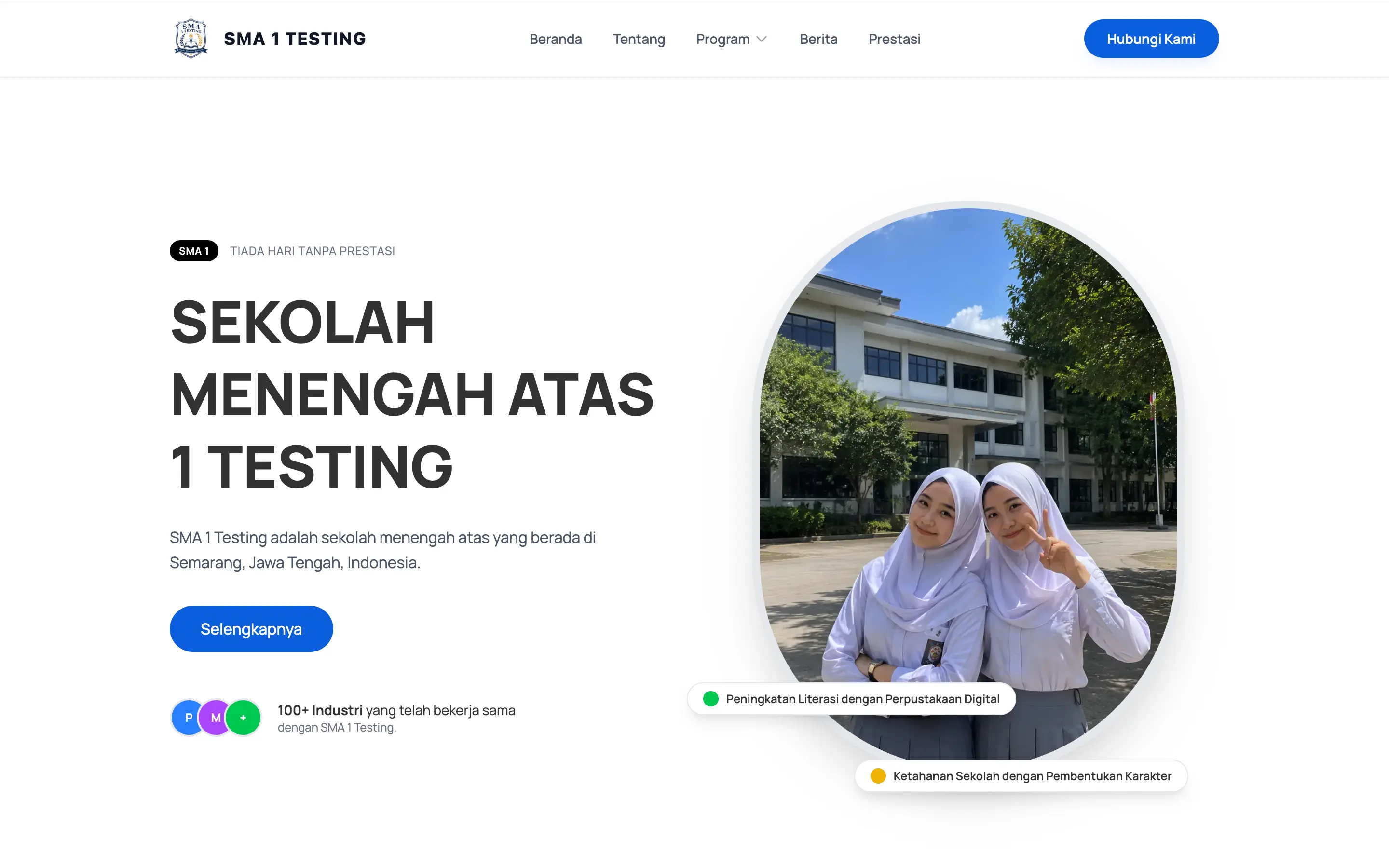 Tampilan website sekolah Zelixify